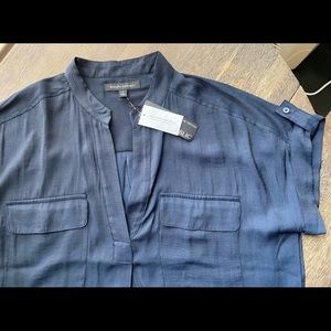 Banana Republic Navy Blue Camp Shirt Blouse Medium
